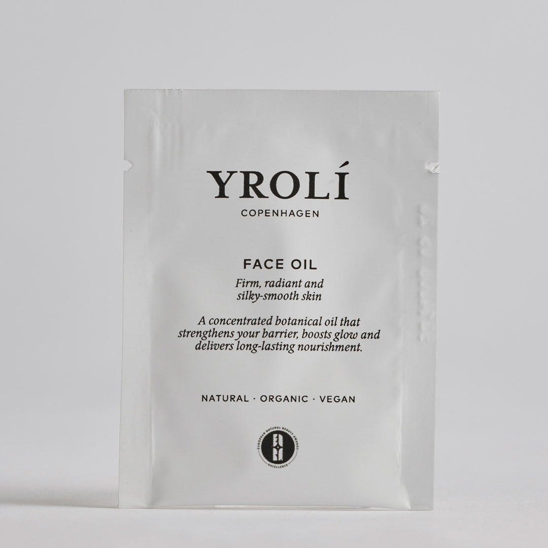 Yrolí Copenhagen Face Oil sachet, økologisk ansigtsolie med European Natural Beauty-Awards mærke