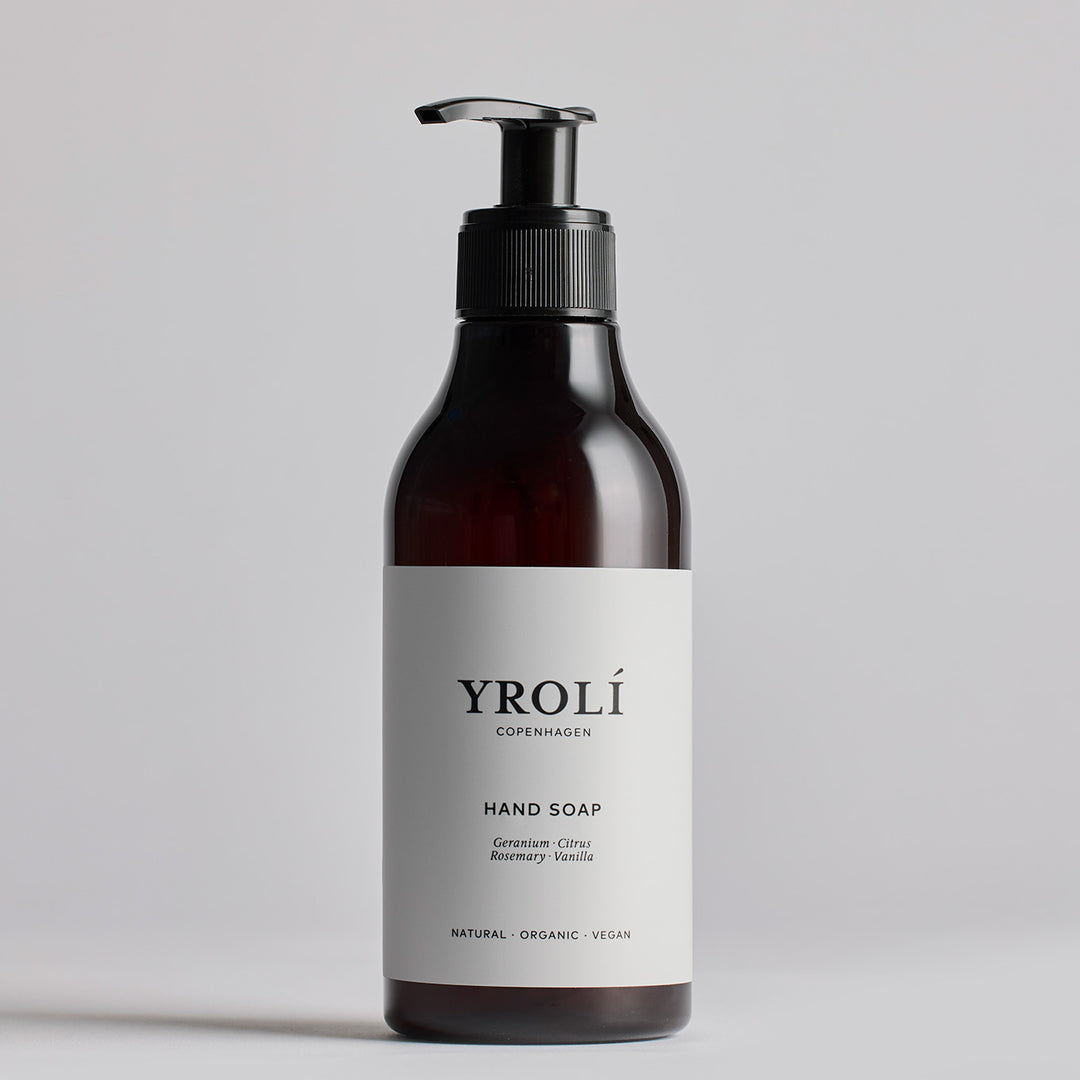 Yrolí Copenhagen Hand Soap 300 ml pumpeflaske, økologisk hand soap med geranium, citrus, rosmarin og vanilje